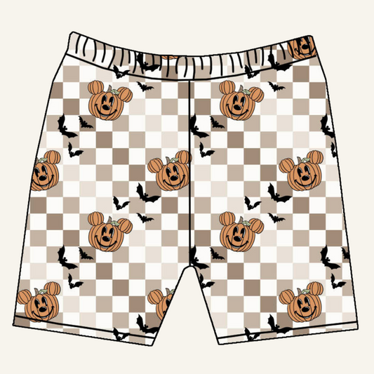 Checkered Pumpkin Biker Shorts
